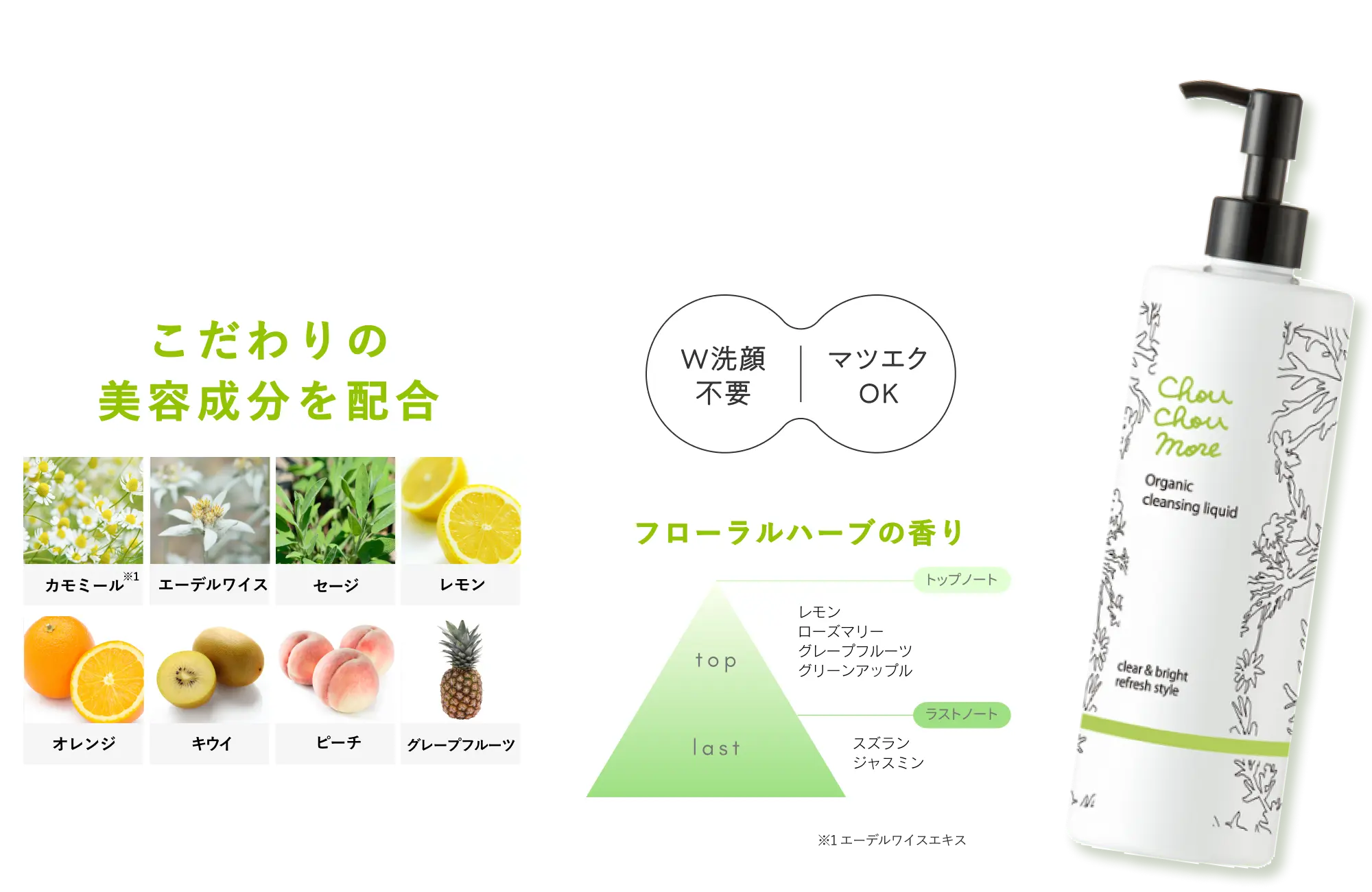 お肌にやさしいのに
オイル級のメイク落ち すばやく伸びて瞬時にメイクオフ｜クレンジングリキッド-フローラルハーブの香り-